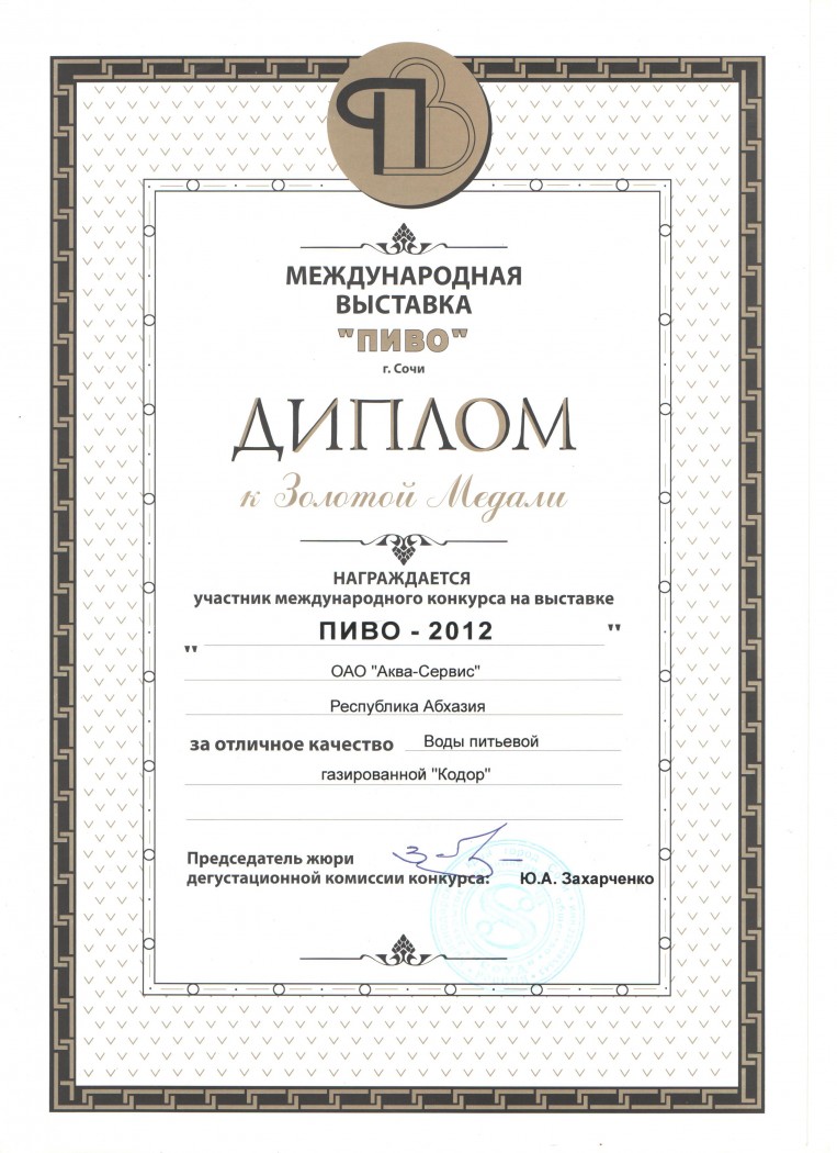 Диплом золотая медаль